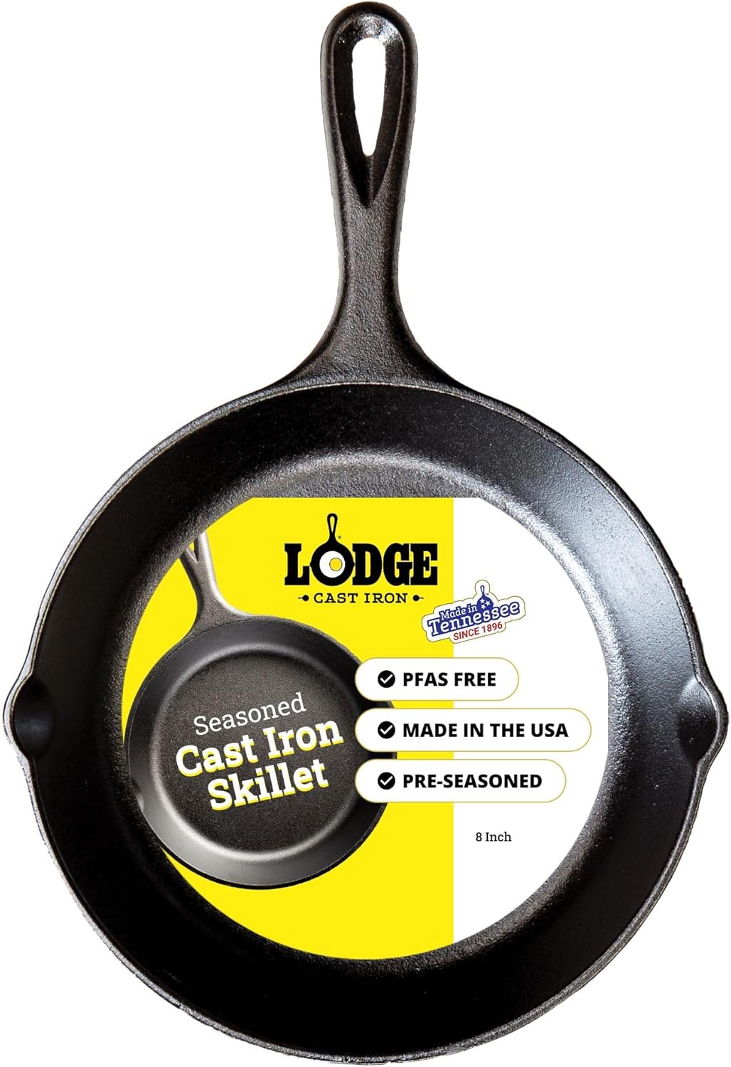 Camping Cooking Frying Pan - Cast Iron Skillet 8 Inch Pre-Seasoned