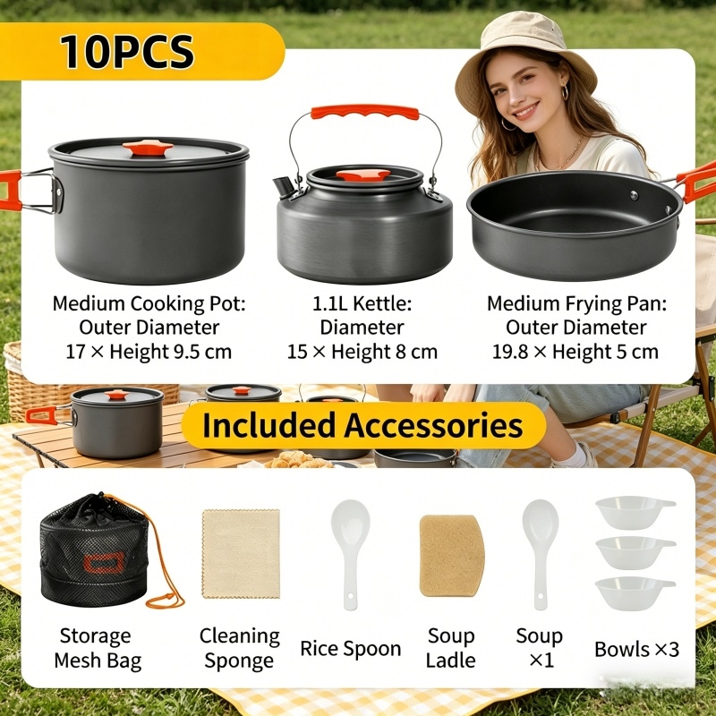 Camping Outdoor Cooking Table - Home Household Camping Cookware Set with