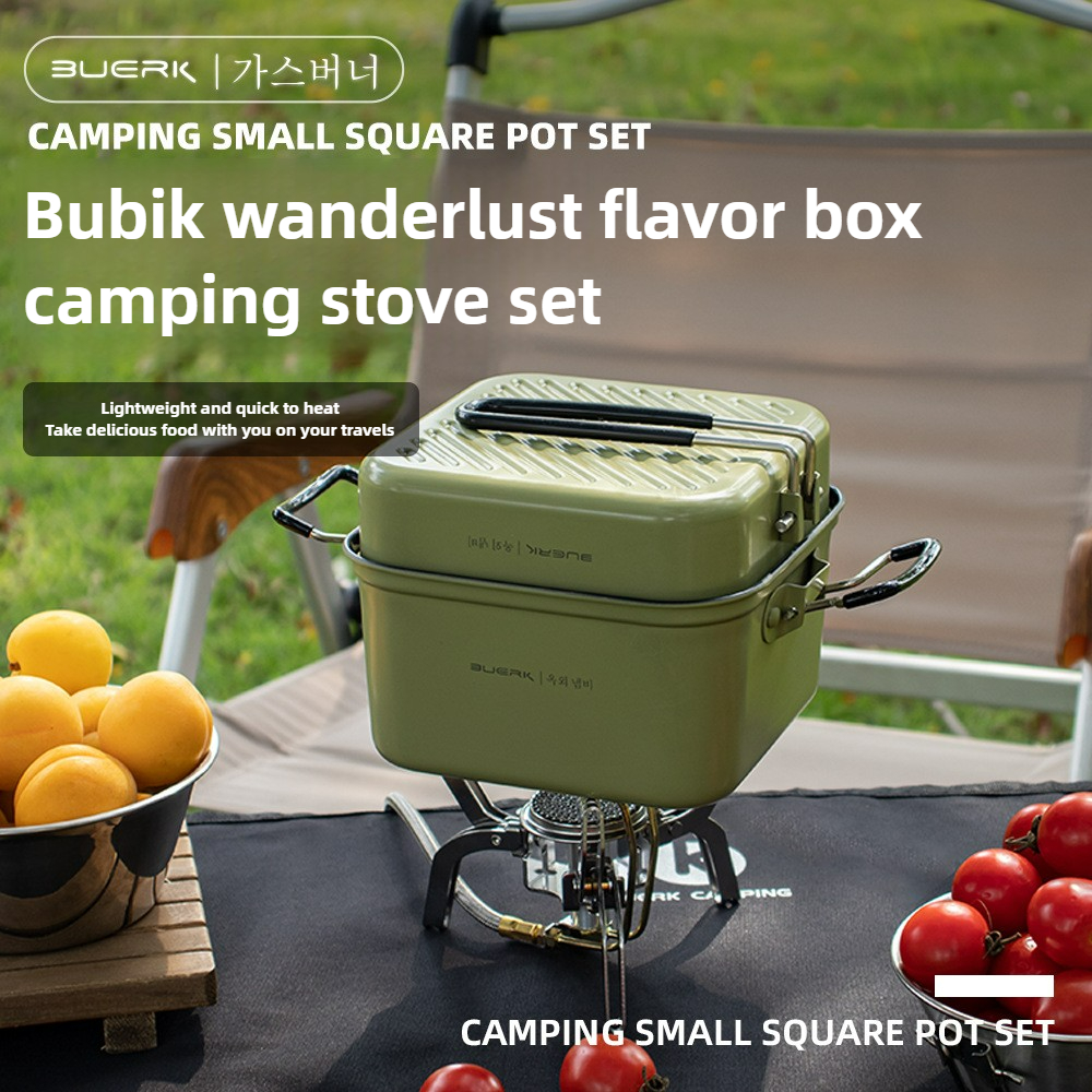 Camping Cooking Frying Pan - Outdoor Camping Square Cooking Pot and