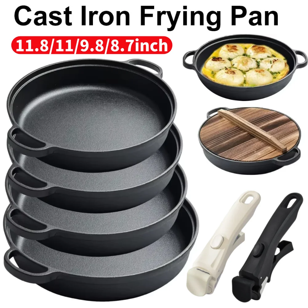 Camping Cooking Frying Pan - 8.7/9.8/11/11.8inch Cast Iron Frying Pan with