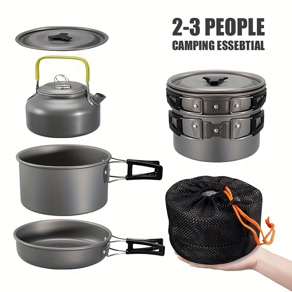 Camping Cooking Ware - Outdoor camping cookware set made of