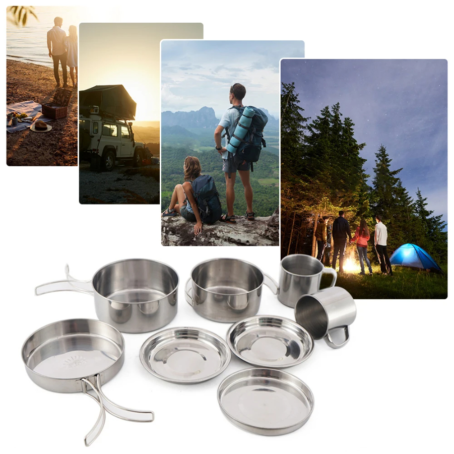 CAOX 8pcs/Set Camping Cookware - огляд і ціна Camping Cooking Pack