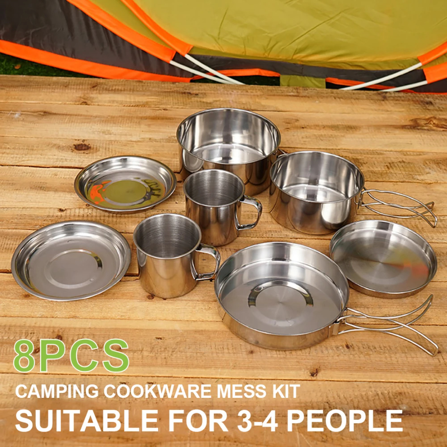 CAOX 8pcs/Set Camping Cookware - огляд і ціна Camping Cooking Pack