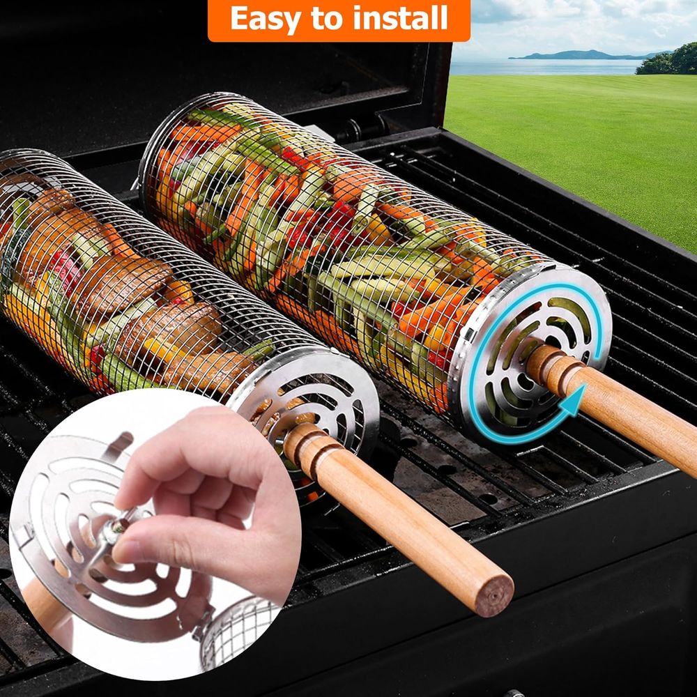 Large Round Stainless Steel Gr - огляд і ціна Camping Cooking