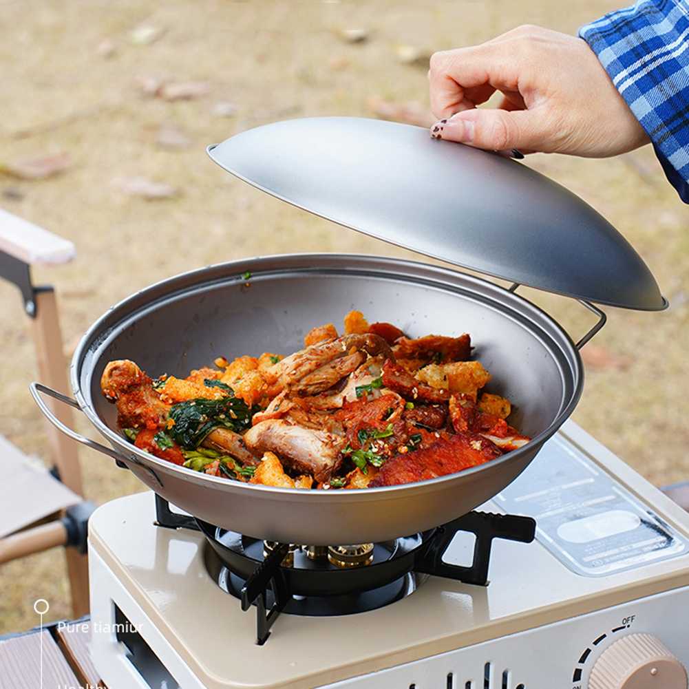 Titanium Wok Pan with Lid Doub - огляд і ціна Camping Cooking Gear Set