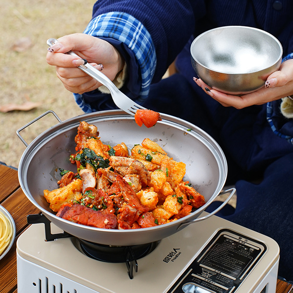 Titanium Wok Pan with Lid Doub - огляд і ціна Camping Cooking Gear Set