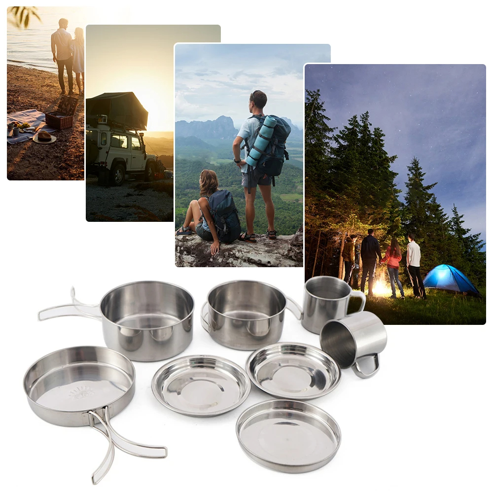 8pcs/Set Camping Cookware Mess - огляд і ціна Camping Cooking Gear Set