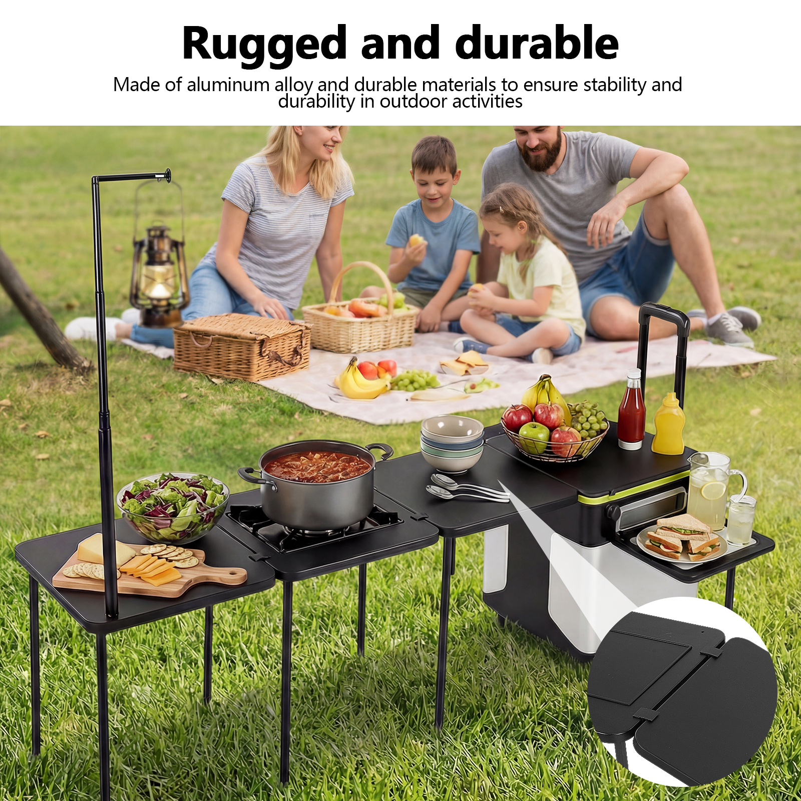 Folding Kitchen Table with Whe - огляд і ціна Camping Cooking Light
