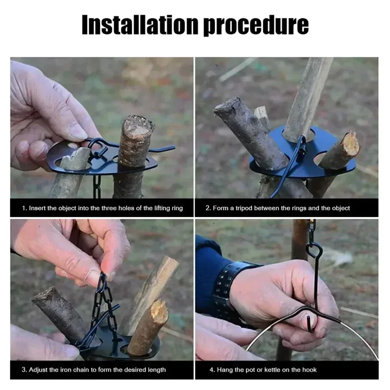 1pc Camping Hanging Tripod W/  - огляд і ціна Camping Cooking Tripod