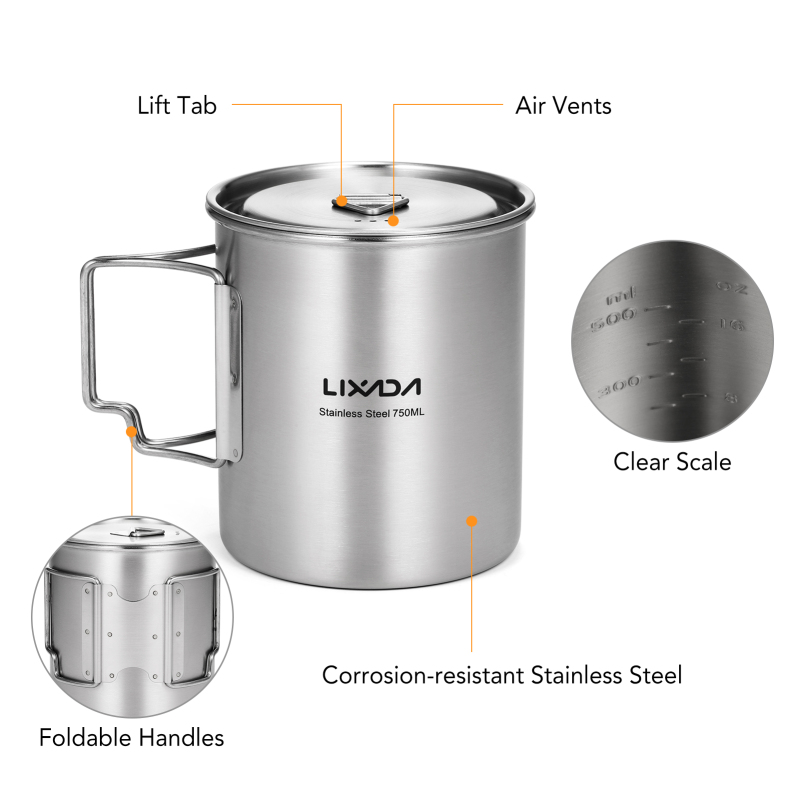 Lixada 750ml Cup Outdoor Stain - огляд і ціна Camping Cooking Gear Set
