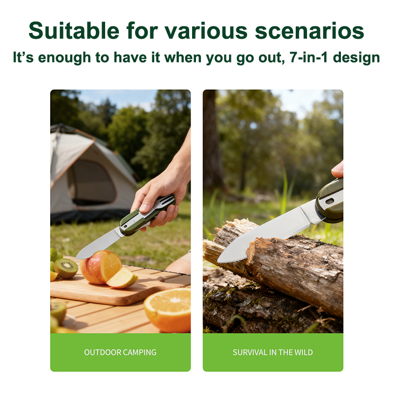New Stainless Steel 7 In 1 Cam - огляд і ціна Camping Cooking Knife Set