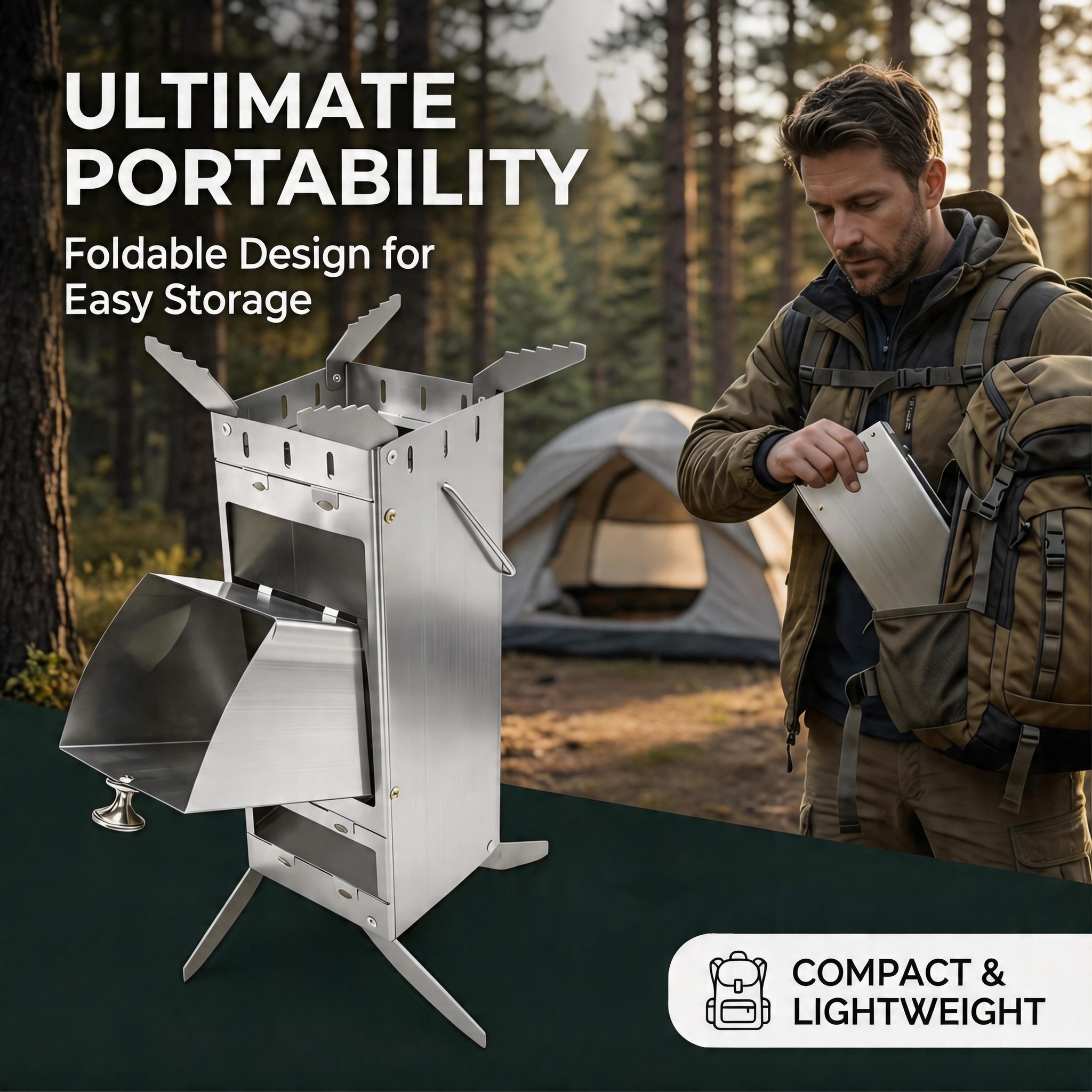 Portable Foldable Rocket Stove - огляд і ціна Camping Cooking Ware
