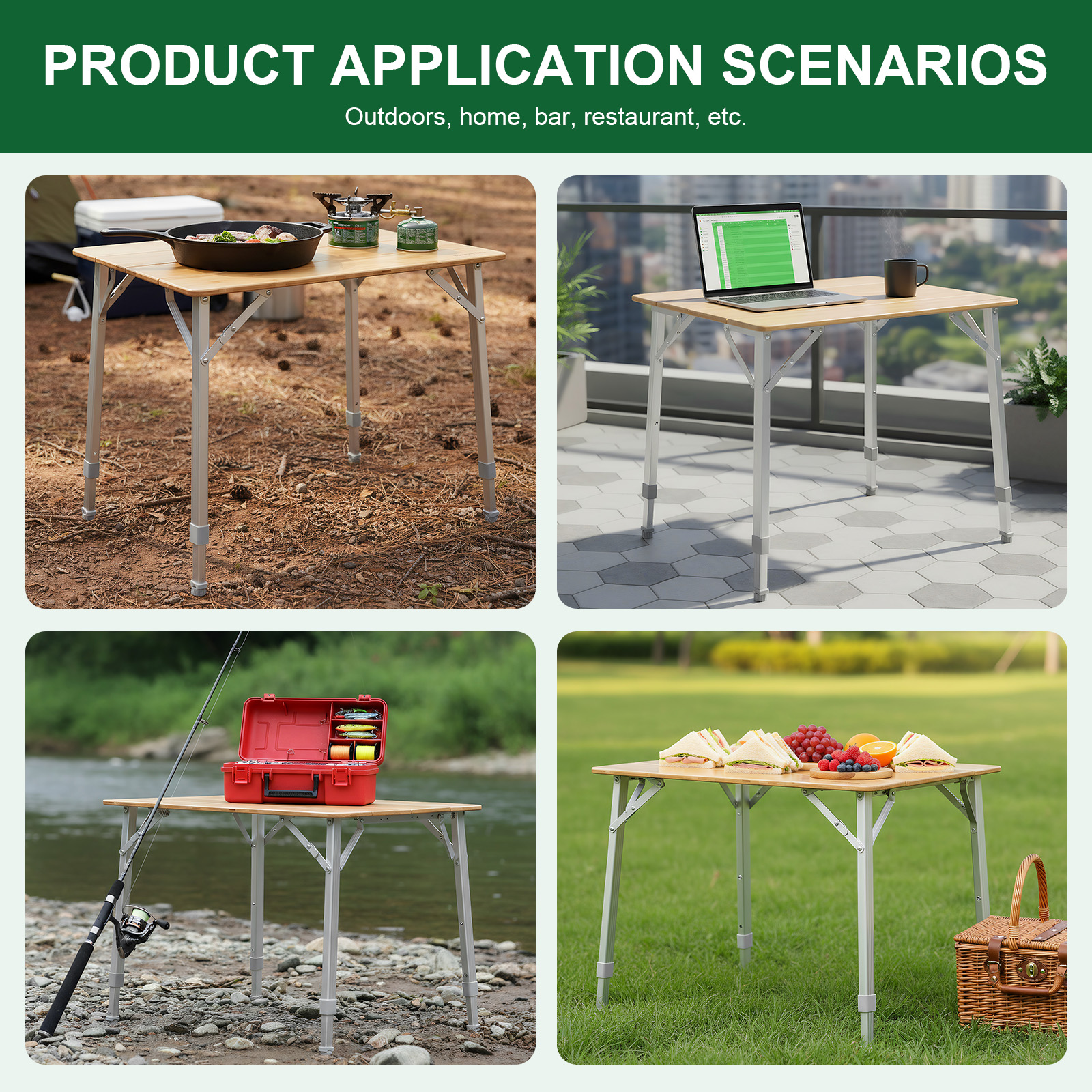 Adjustable Height Bamboo Foldi - огляд і ціна Camping Outdoor Cooking Table