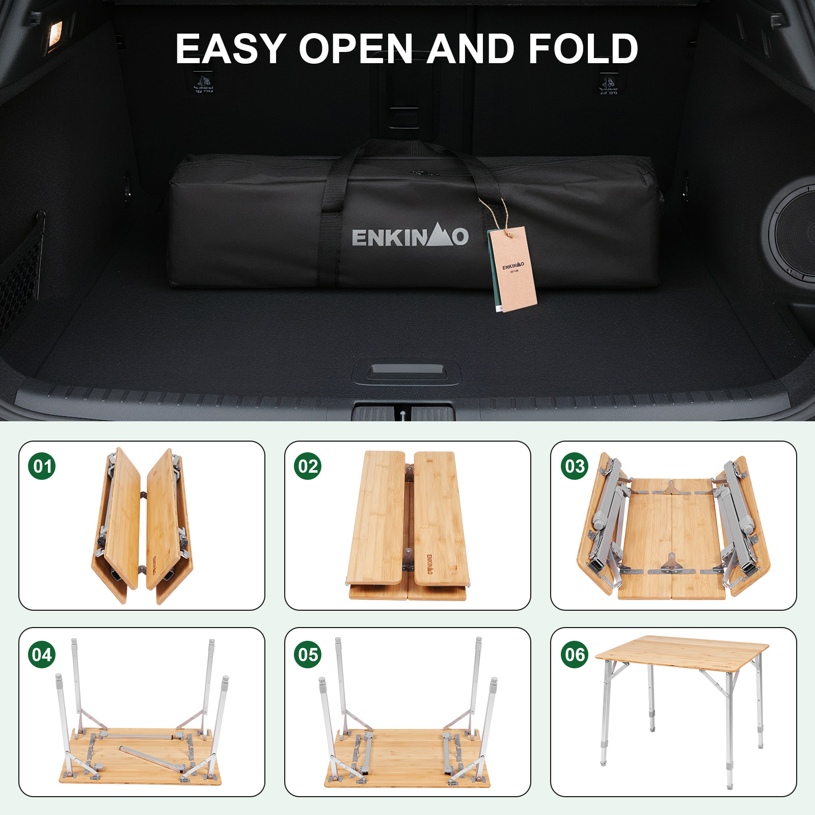 Adjustable Height Bamboo Foldi - огляд і ціна Camping Outdoor Cooking Table