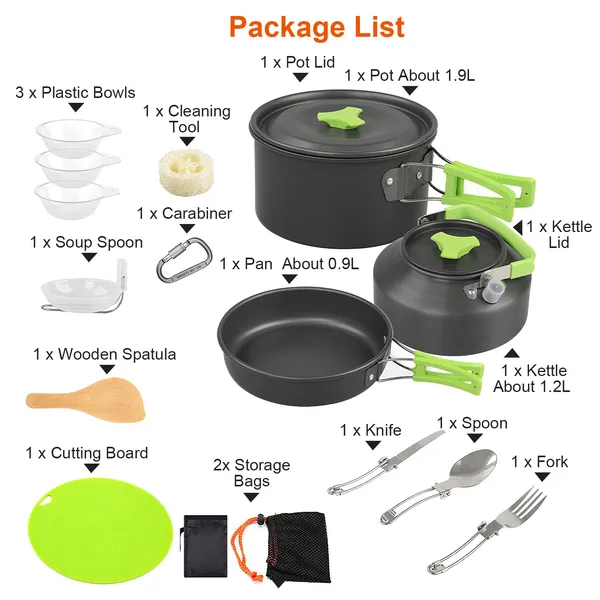 16pcs Camping Cooking Ware Set - огляд і ціна Camping Cooking Ware
